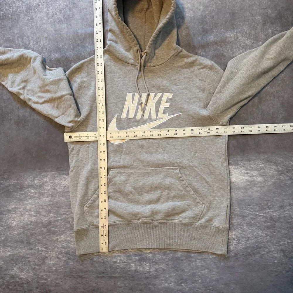 Vtg Y2K Nike Sportswear Pullover Hoodie Gray White Spell Out Swoosh Logo Mens M